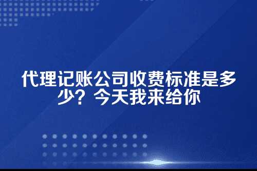 代理记账公司收费标准是多少钱