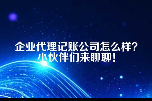 企业代理记账公司怎么样啊
