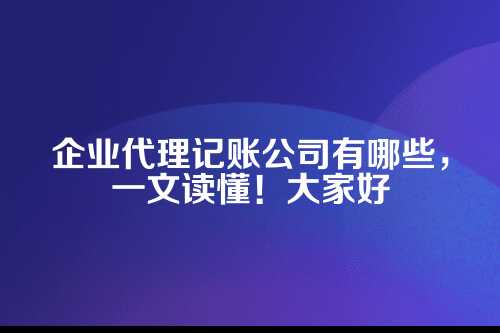 企业代理记账公司有哪些类型