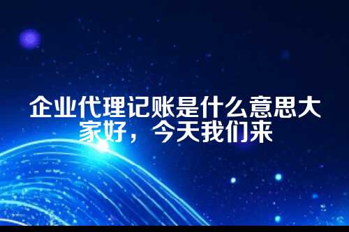 企业代理记账是什么意思啊
