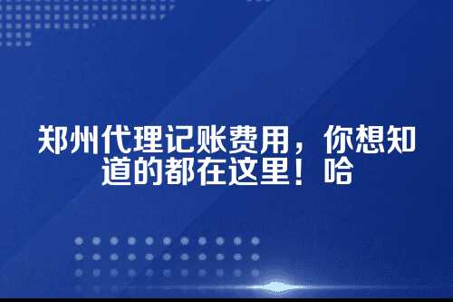 郑州代理记账费用一般多少钱一个月