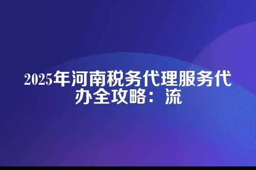 河南税务代理服务代办流程及费用多少钱(2025年新政策)