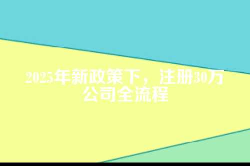 30万公司流程及费用(2025年新)