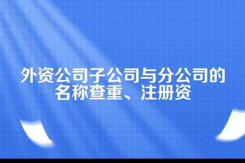 原区外资子公司及分公司查重名称流程外资公司注册资本股权转让